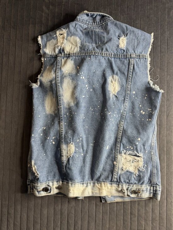 Carbon Other - Carbon Blue Distressed Vest Button Logo Men Regular Size S Mid-Length Casual